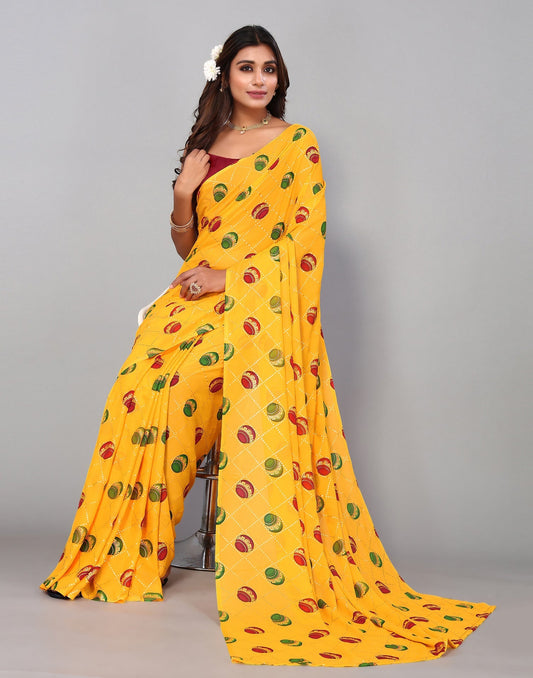 Yellow Georgette Saree | Sudathi