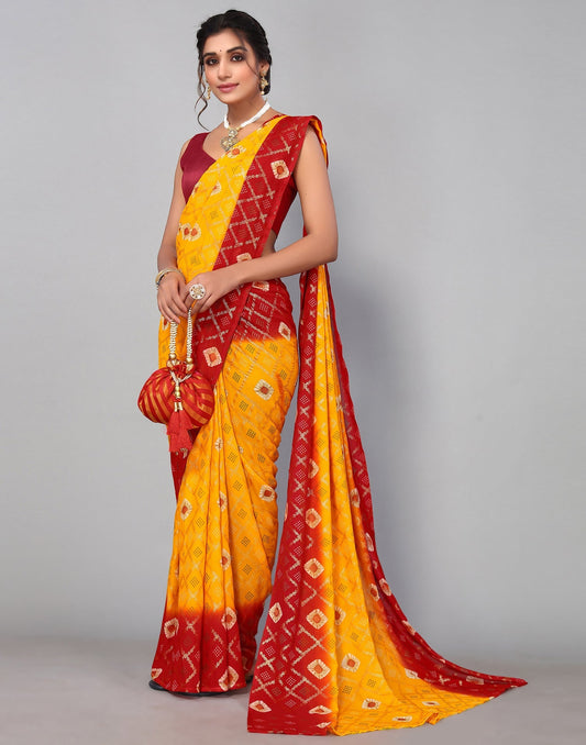 Yellow Georgette Saree | Sudathi