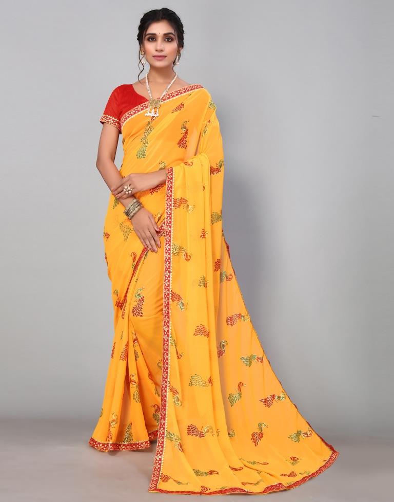 Yellow Georgette Saree | Sudathi