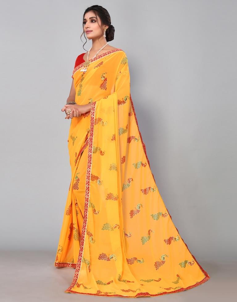 Yellow Georgette Saree | Sudathi