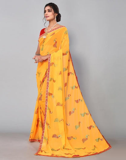 Yellow Georgette Saree | Sudathi