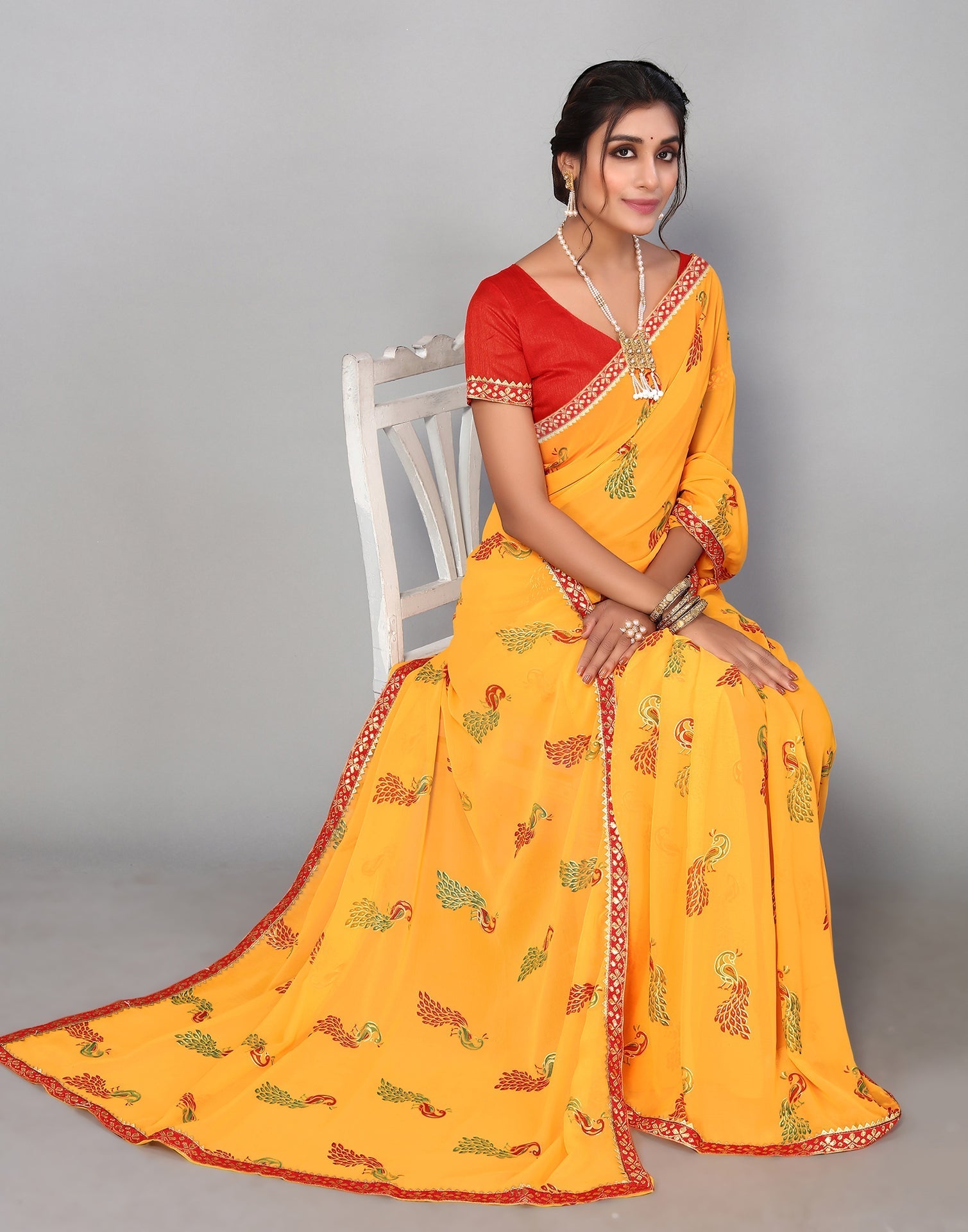 Yellow Georgette Saree | Sudathi