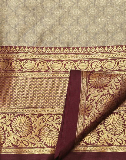 Beige Kanjivaram Silk Saree | Sudathi