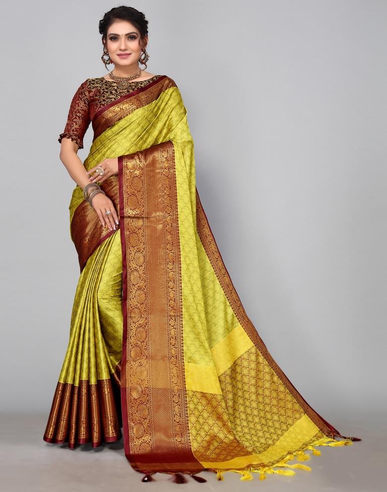 Lemon Green Kanjivaram Silk Saree | Sudathi