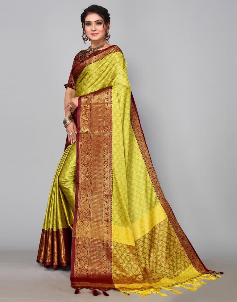 Lemon Green Kanjivaram Silk Saree | Sudathi