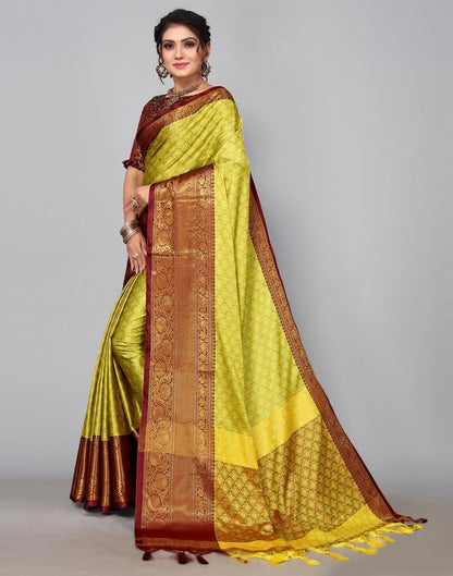 Lemon Green Kanjivaram Silk Saree | Sudathi