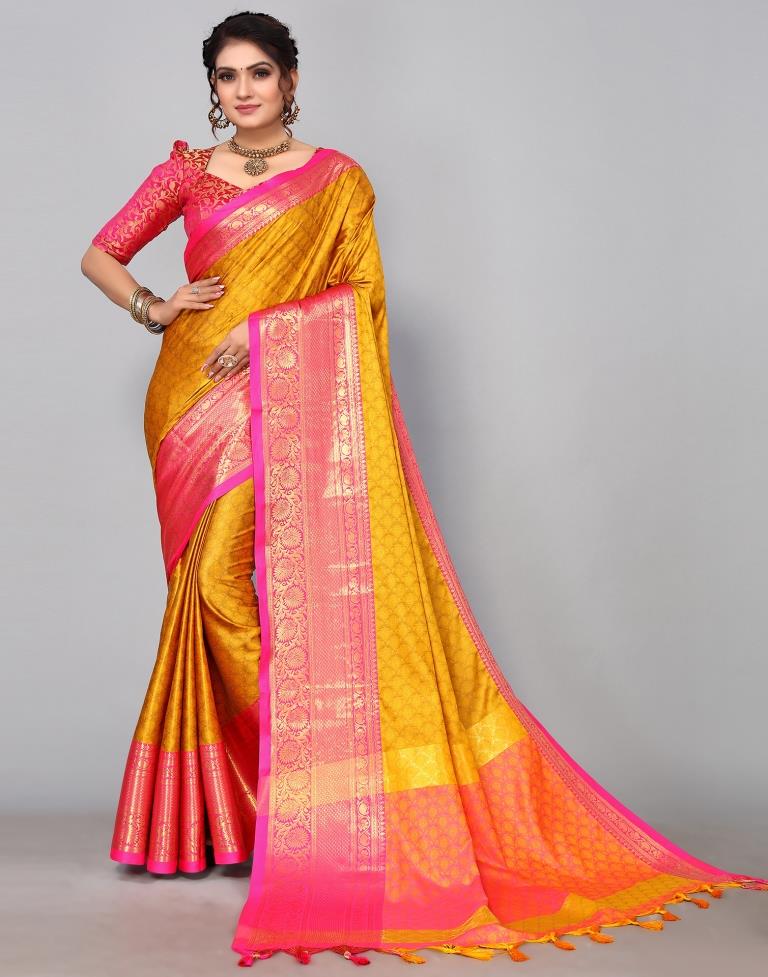 Mustard Yellow Kanjivaram Silk Saree | Sudathi