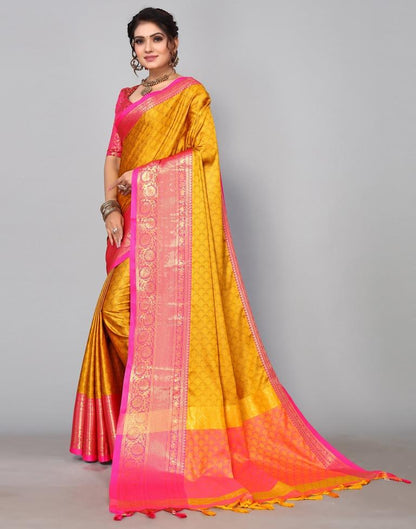 Mustard Yellow Kanjivaram Silk Saree | Sudathi