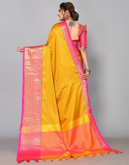 Mustard Yellow Kanjivaram Silk Saree | Sudathi