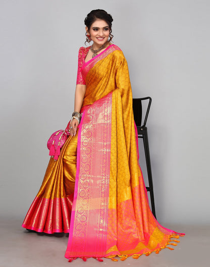 Mustard Yellow Kanjivaram Silk Saree | Sudathi