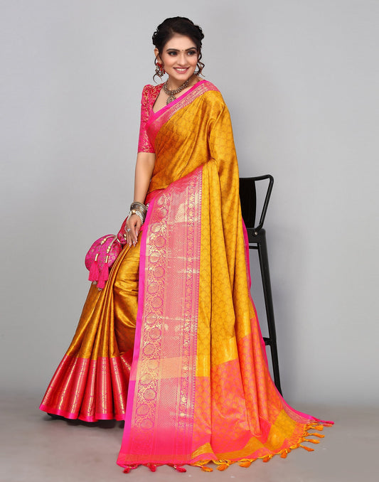 Mustard Yellow Kanjivaram Silk Saree | Sudathi