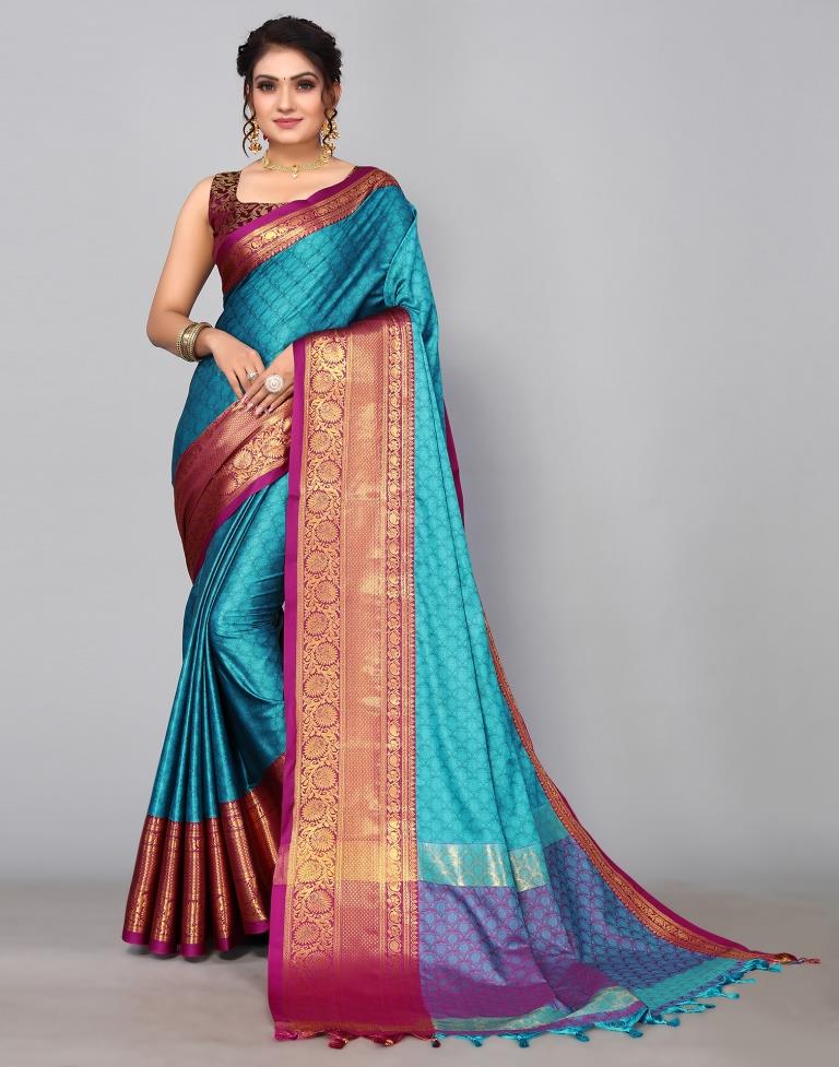 Sky Blue Kanjivaram Silk Saree | Sudathi