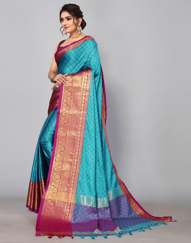 Sky Blue Kanjivaram Silk Saree | Sudathi