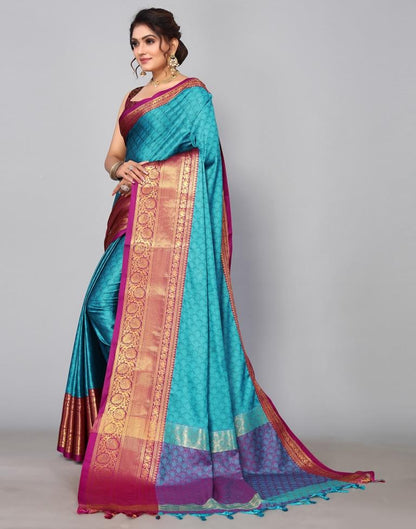 Sky Blue Kanjivaram Silk Saree | Sudathi