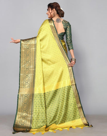 Lemon Green Kanjivaram Silk Saree | Sudathi