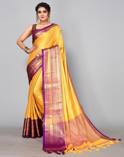 Yellow Silk Weaving Saree