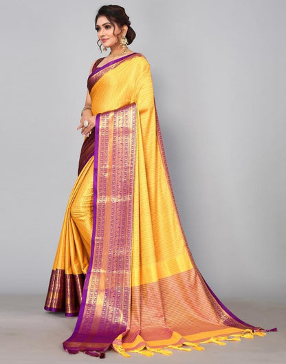 Yellow Silk Weaving Saree