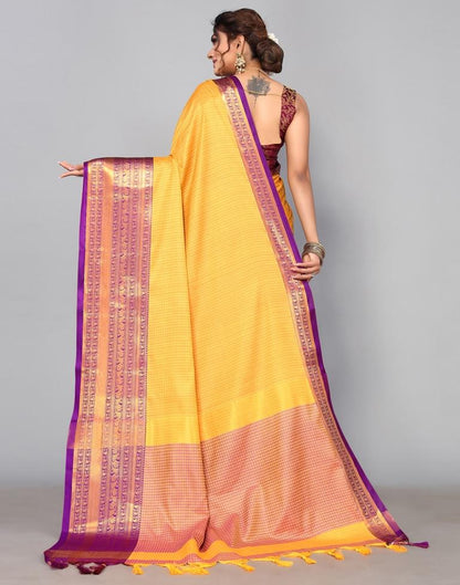 Yellow Silk Weaving Saree