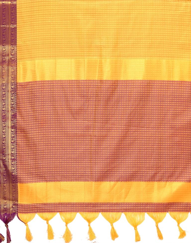 Yellow Silk Weaving Saree