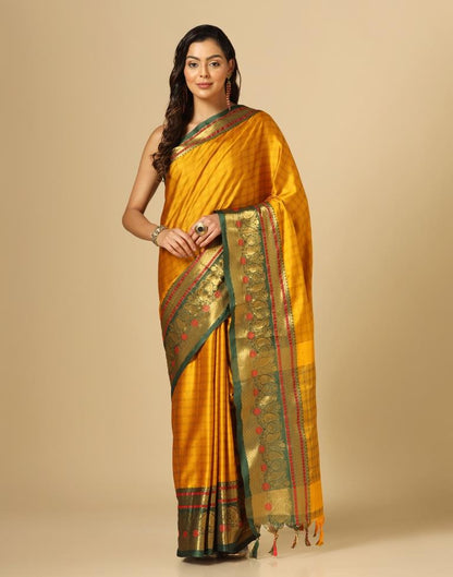 Mustard Yellow Silk Weaving Saree