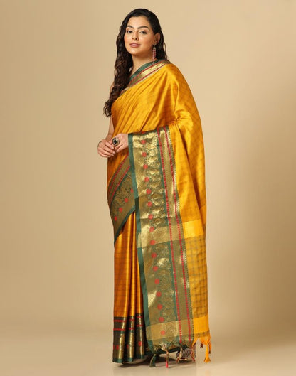 Mustard Yellow Silk Weaving Saree