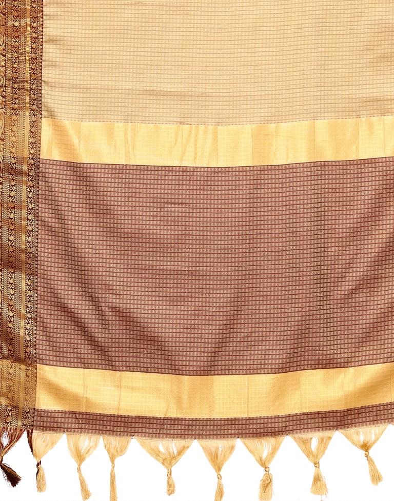 Beige Kanjivaram Silk Saree | Leemboodi