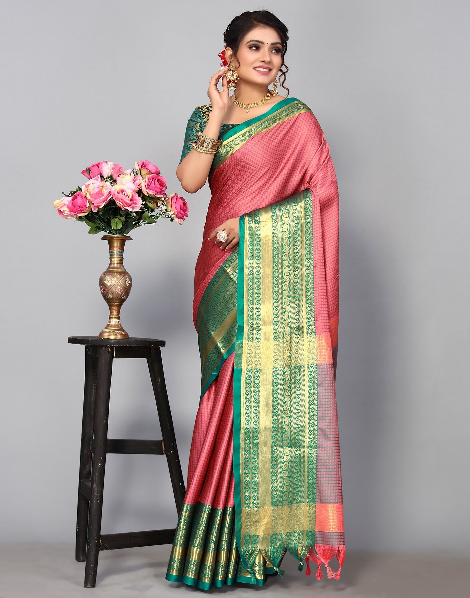 Rose Pink Kanjivaram Silk Saree | Sudathi