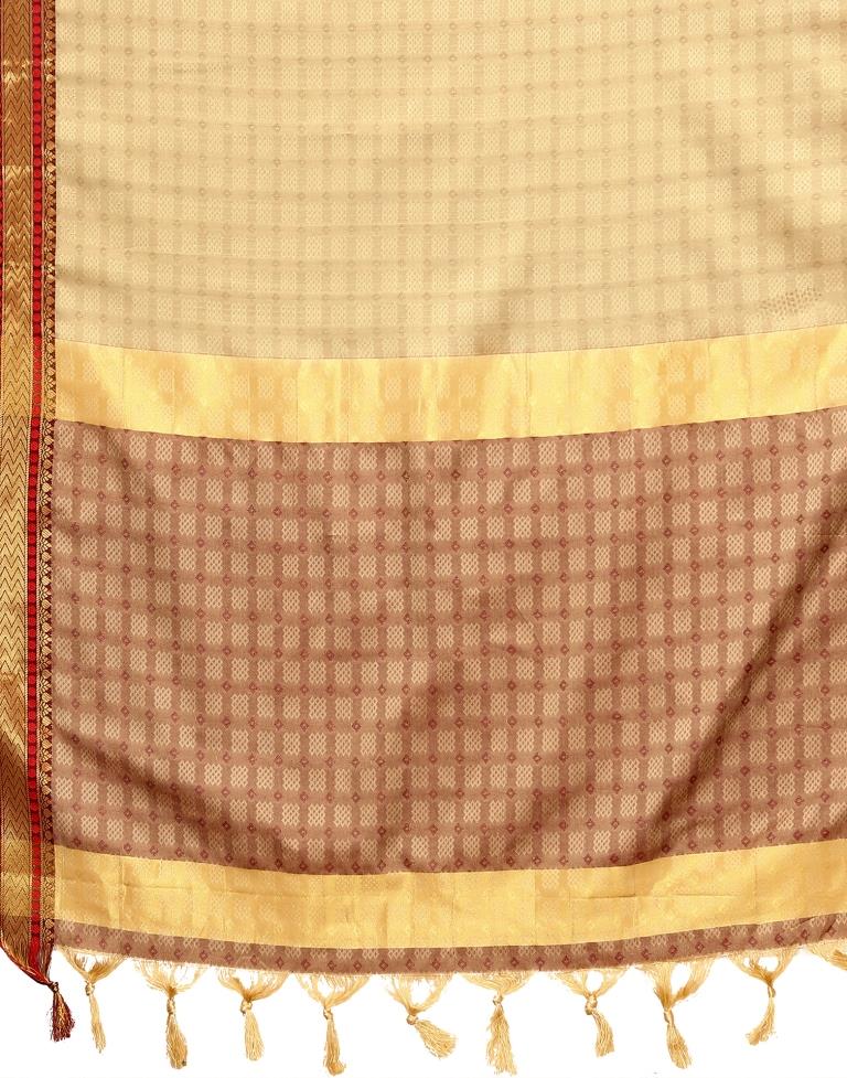 Beige Kanjivaram Silk Saree | Sudathi