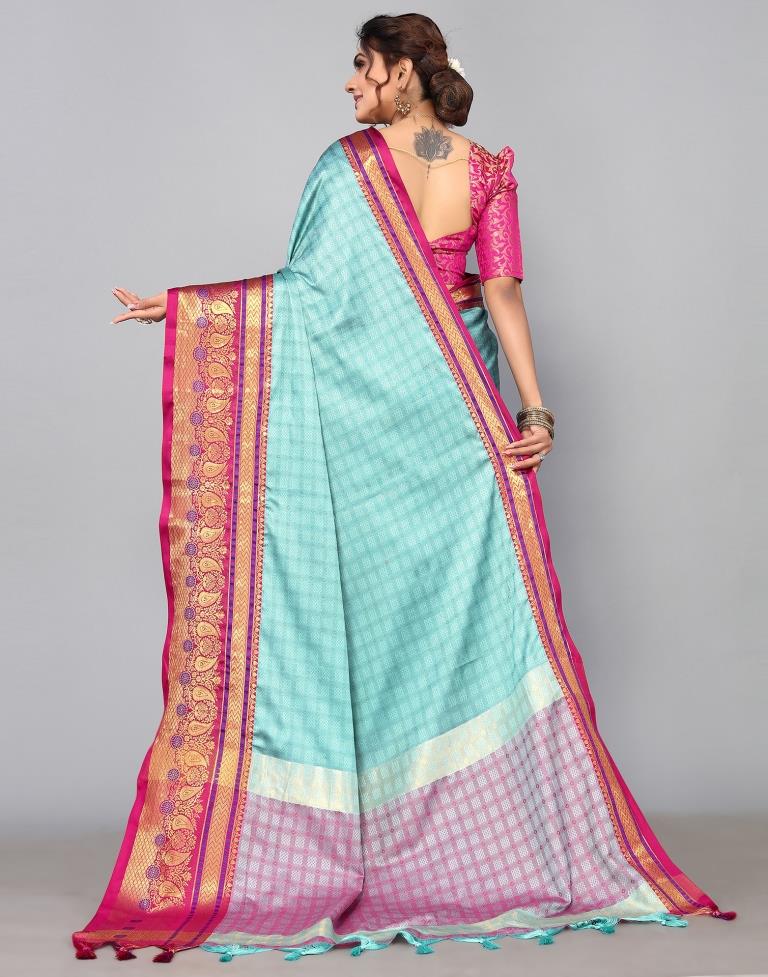 Light Blue Kanjivaram Silk Saree | Leemboodi