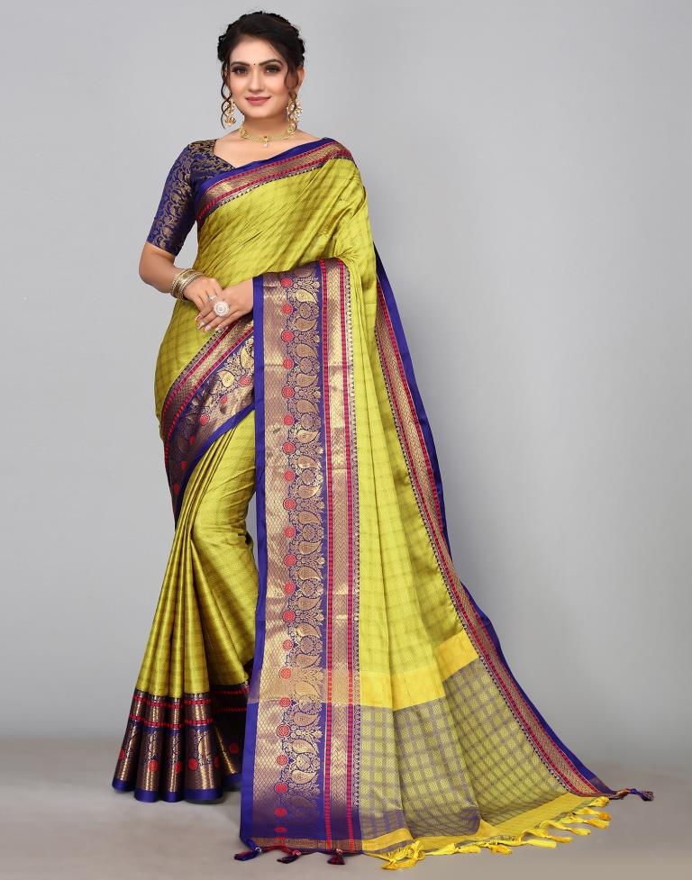Lemon Green Kanjivaram Silk Saree | Sudathi