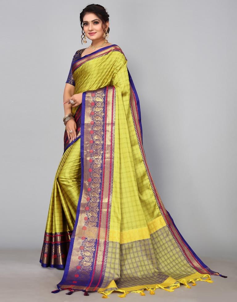 Lemon Green Kanjivaram Silk Saree | Sudathi