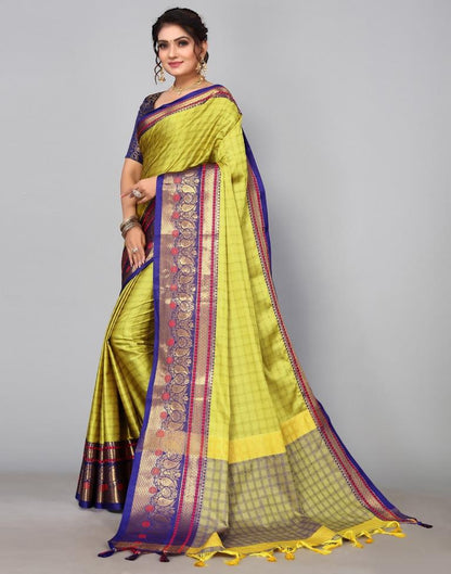Lemon Green Kanjivaram Silk Saree | Sudathi