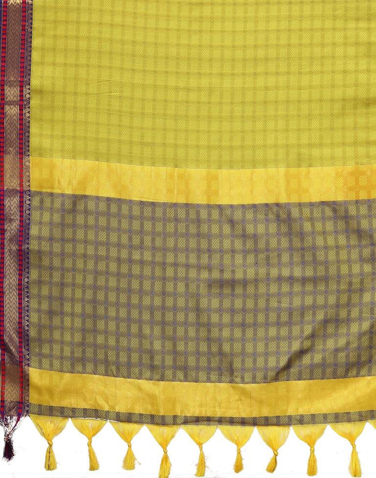 Lemon Green Kanjivaram Silk Saree | Sudathi