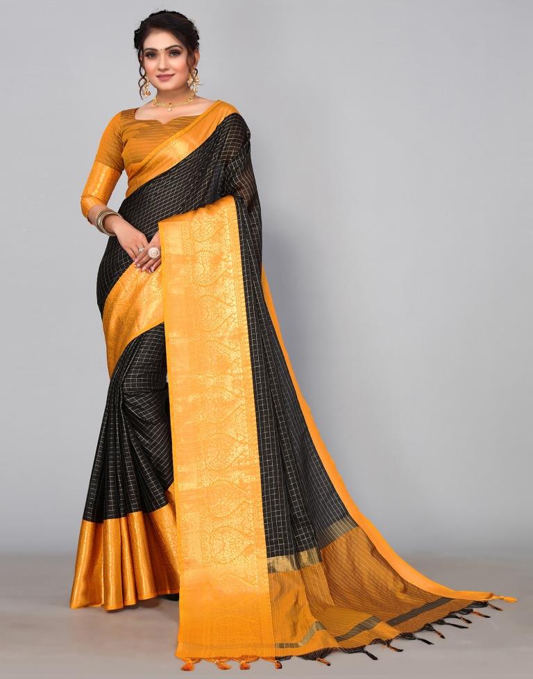 Black Kanjivaram Silk Saree | Leemboodi