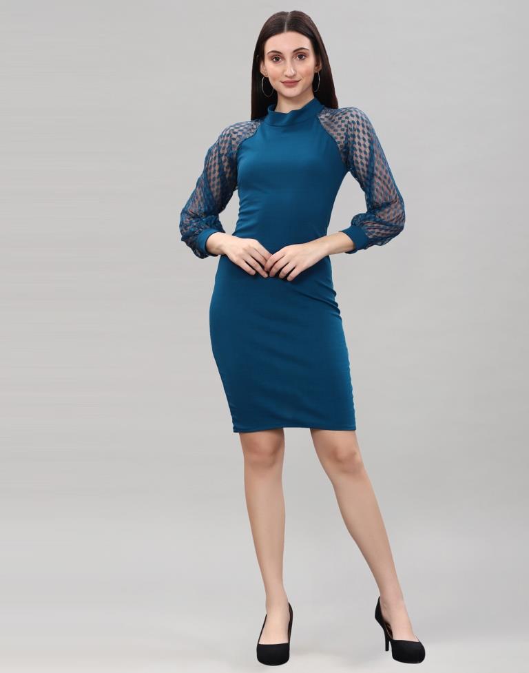 Teal Knitted Bodycon Dress | Sudathi