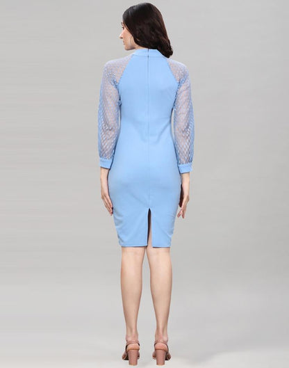Light Blue Coloured Lycra Knitted Bodycon Dress | Sudathi