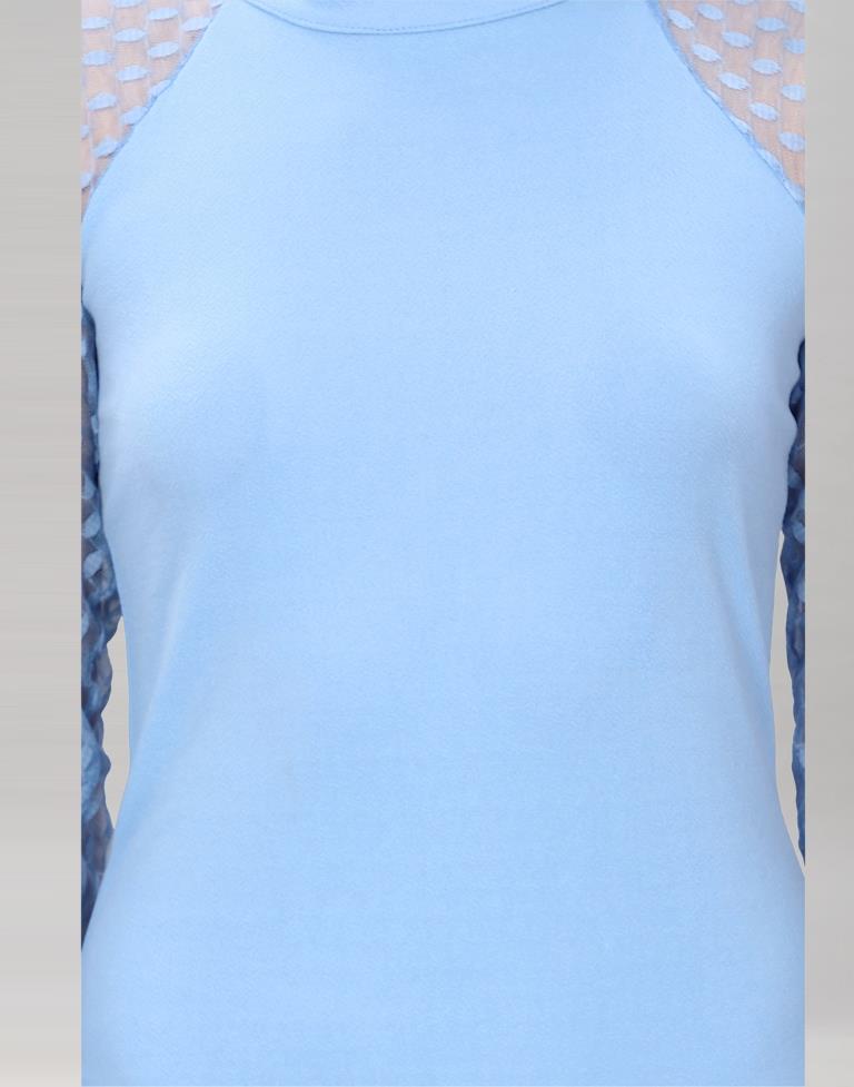 Light Blue Coloured Lycra Knitted Bodycon Dress | Sudathi