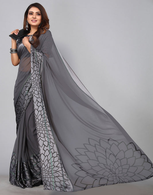 Dark Grey Georgette Saree | Sudathi