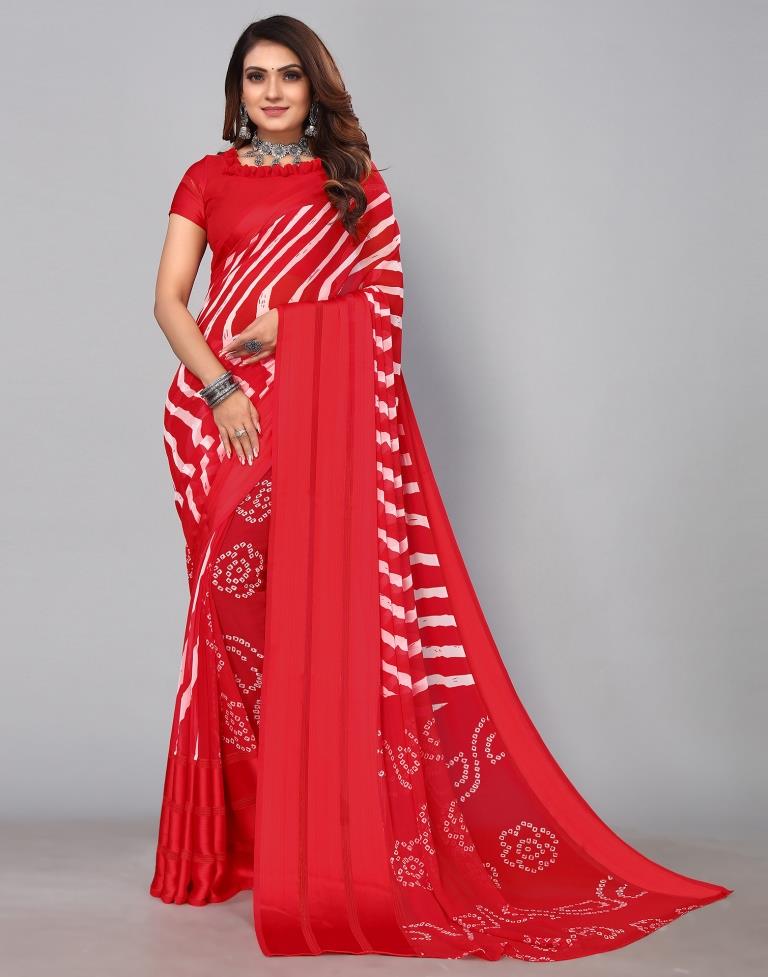 Red Georgette Saree | Sudathi