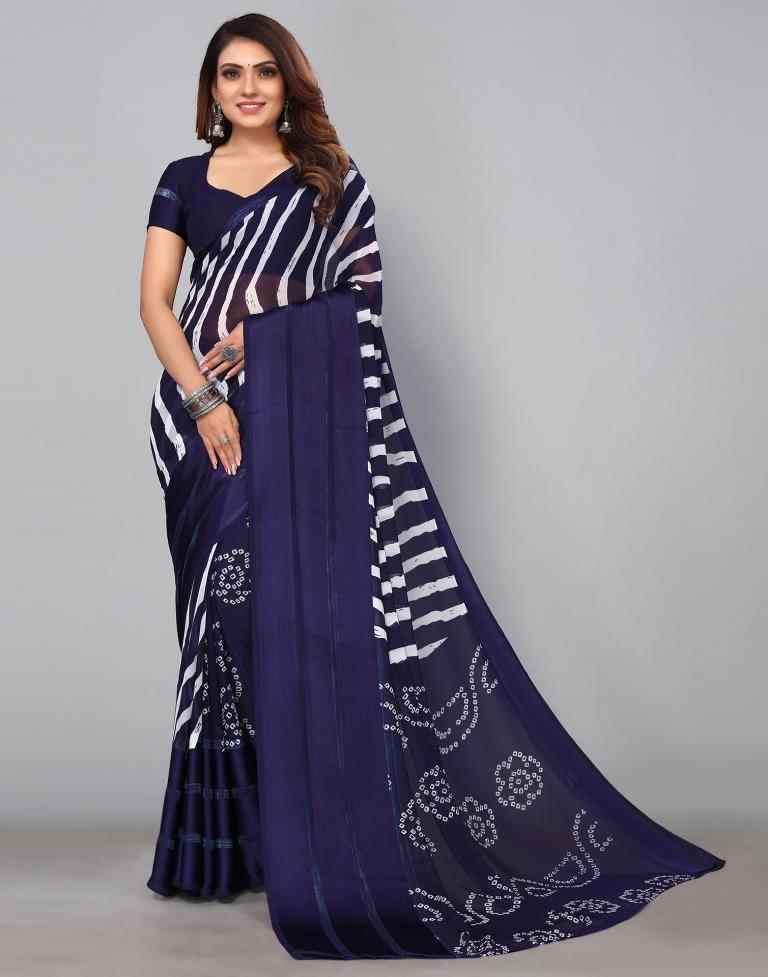 Navy Blue Georgette Saree | Sudathi