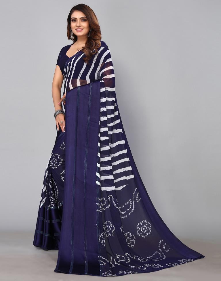 Navy Blue Georgette Saree | Sudathi