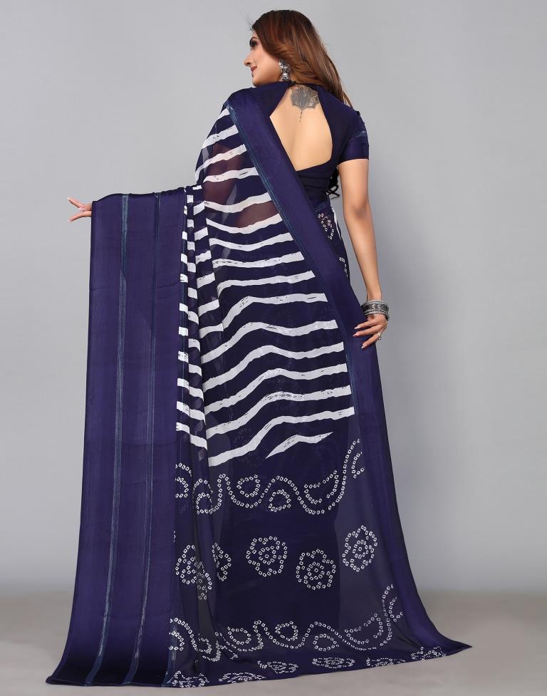 Navy Blue Georgette Saree | Sudathi