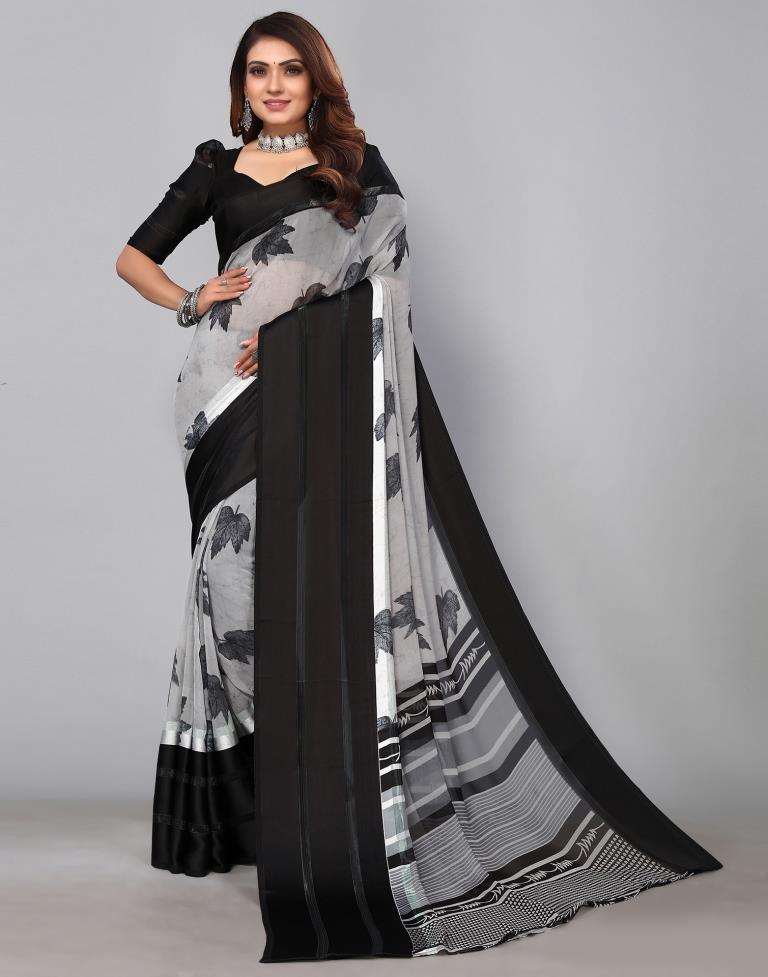 Grey Georgette Saree | Leemboodi