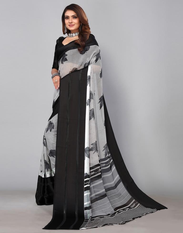 Grey Georgette Saree | Leemboodi