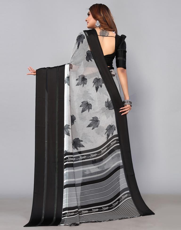Grey Georgette Saree | Leemboodi