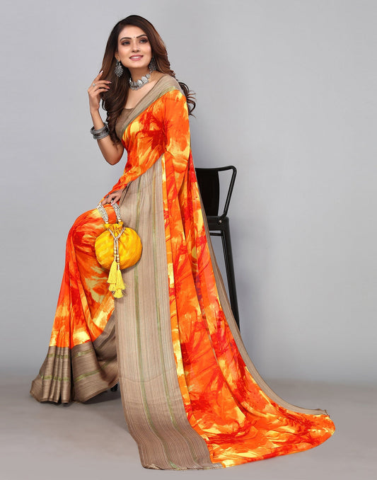 Orange Georgette Saree | Sudathi