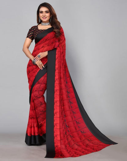 Red Georgette Saree | Sudathi