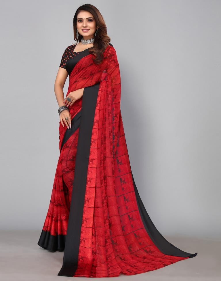 Red Georgette Saree | Sudathi