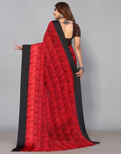 Red Georgette Saree | Sudathi