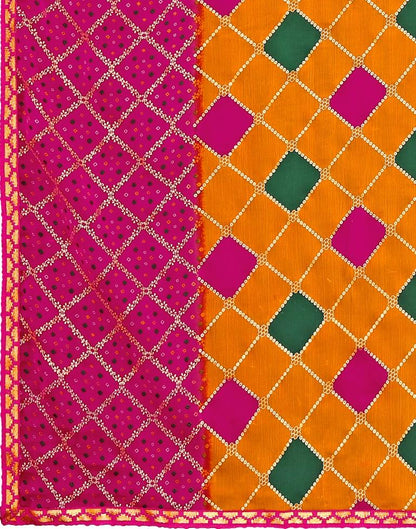 Turmeric Yellow Chiffon Bandhani Printed Saree